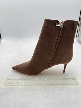 Brown Women Fashion High Heel Ankle Boots Pointed Toe Zipper Fall Winter Shoes
